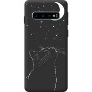 Черный чехол BoxFace Samsung G973 Galaxy S10 Місячний кіт