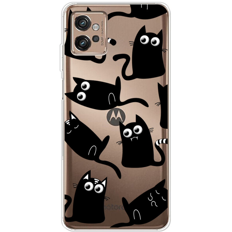 Прозрачный чехол BoxFace Motorola G32 с 3D-глазками Black Kitty