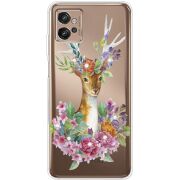 Чехол со стразами Motorola G32 Deer with flowers