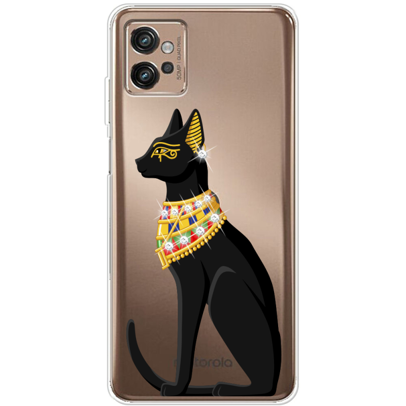 Чехол со стразами Motorola G32 Egipet Cat