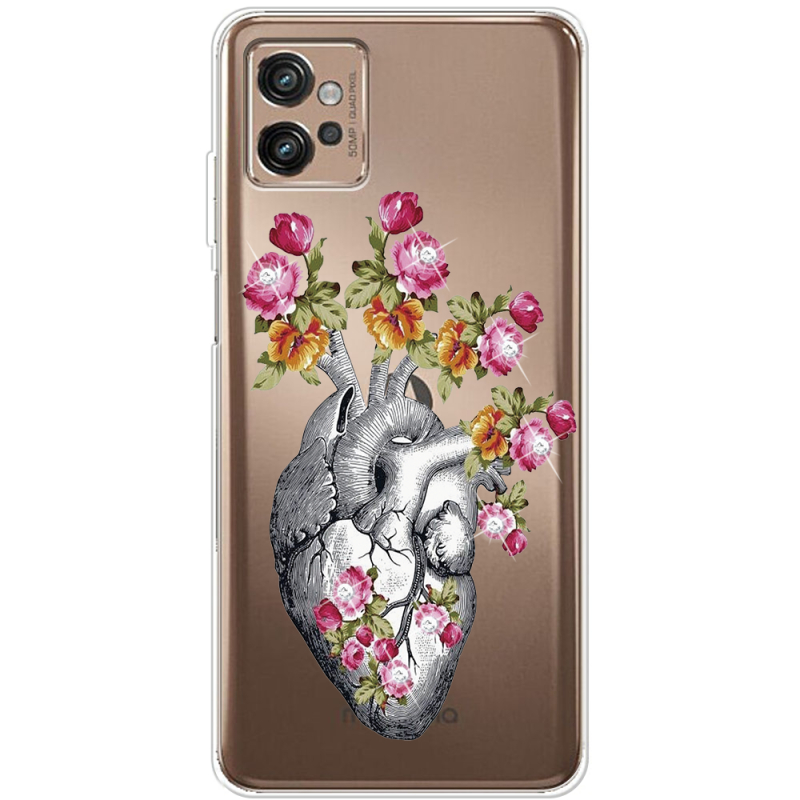 Чехол со стразами Motorola G32 Heart