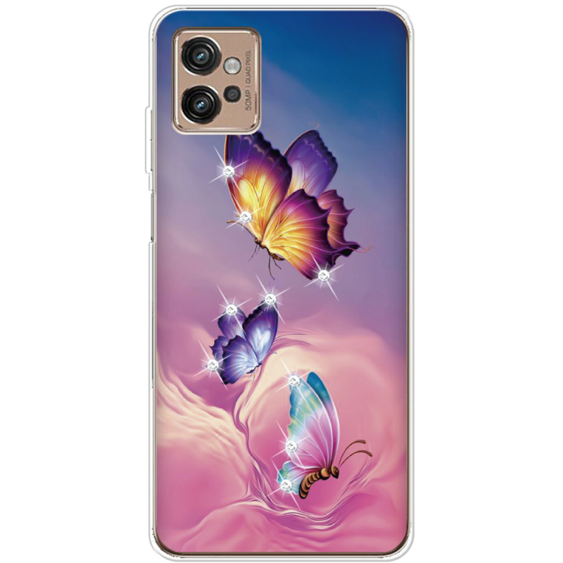 Чехол со стразами Motorola G32 Butterflies