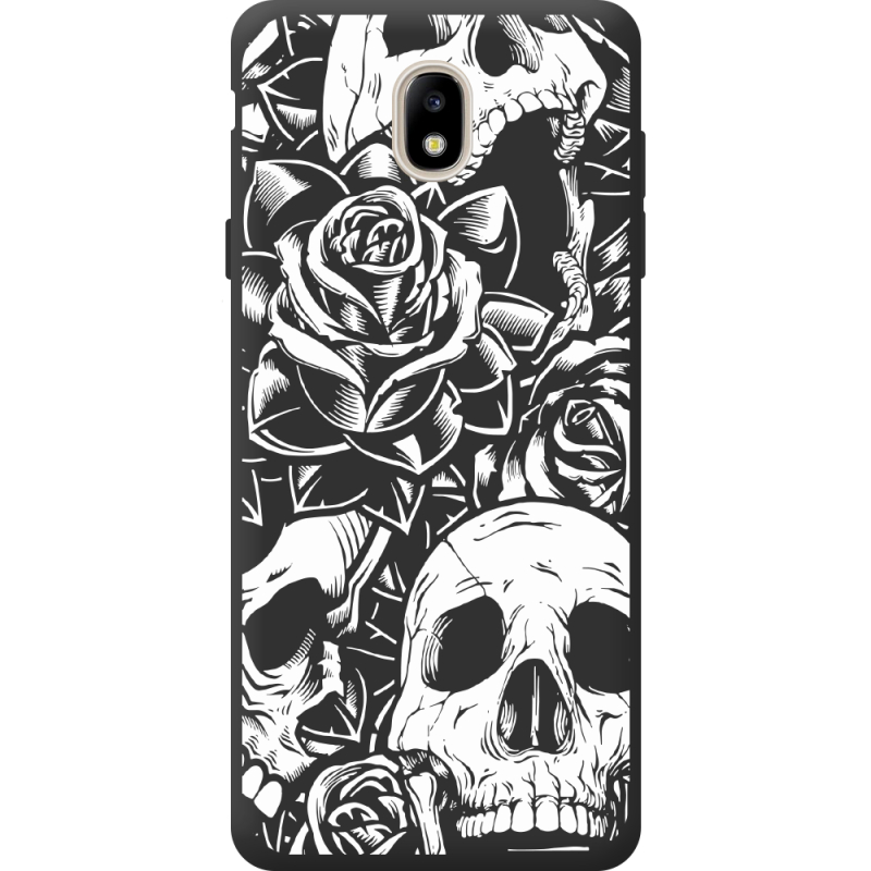 Черный чехол BoxFace Samsung J730 Galaxy J7 2017 Skull and Roses