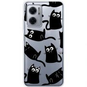 Прозрачный чехол BoxFace Xiaomi Redmi Note 11E с 3D-глазками Black Kitty