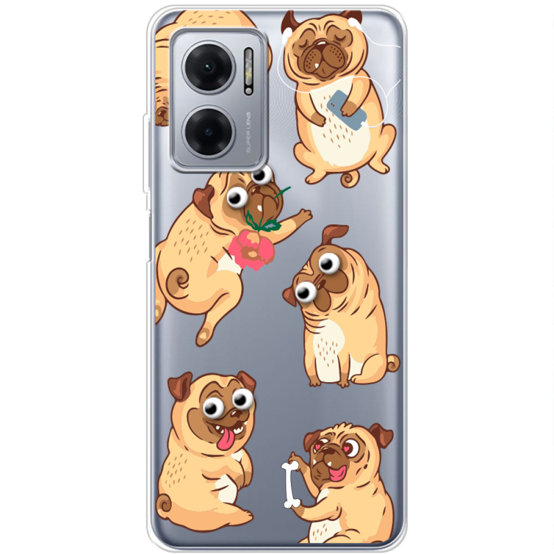 Прозрачный чехол BoxFace Xiaomi Redmi Note 11E с 3D-глазками Pug