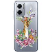 Чехол со стразами BoxFace Xiaomi Redmi Note 11E Deer with flowers
