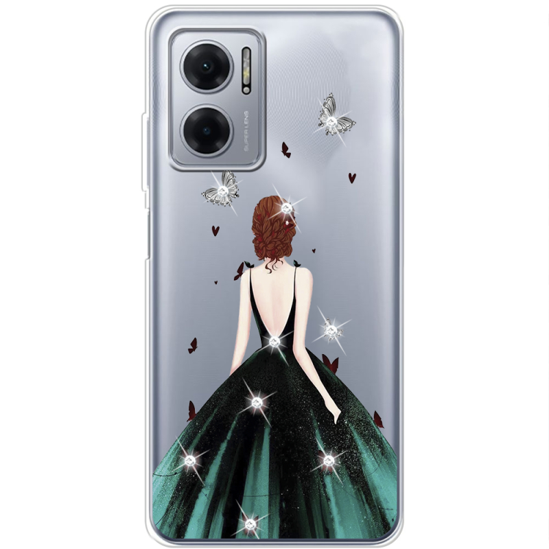 Чехол со стразами BoxFace Xiaomi Redmi Note 11E Girl in the green dress