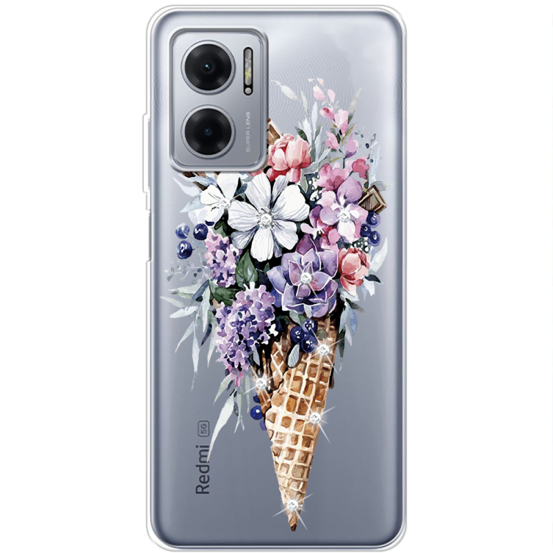 Чехол со стразами BoxFace Xiaomi Redmi Note 11E Ice Cream Flowers