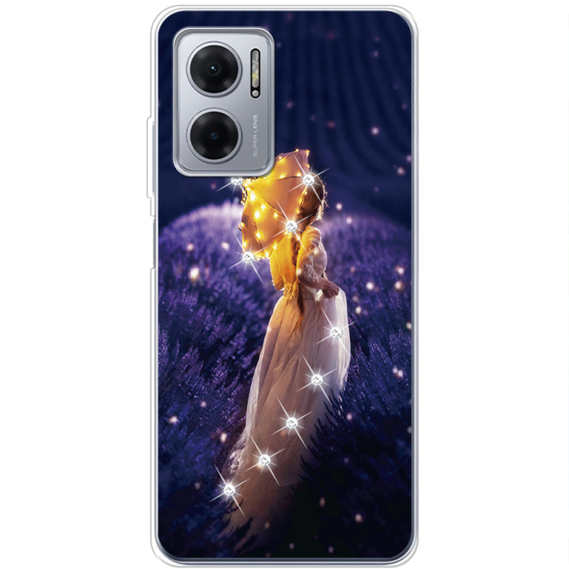 Чехол со стразами BoxFace Xiaomi Redmi Note 11E Girl with Umbrella