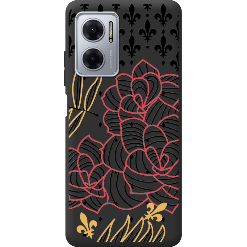 Черный чехол BoxFace Xiaomi Redmi Note 11E FranceFlowers