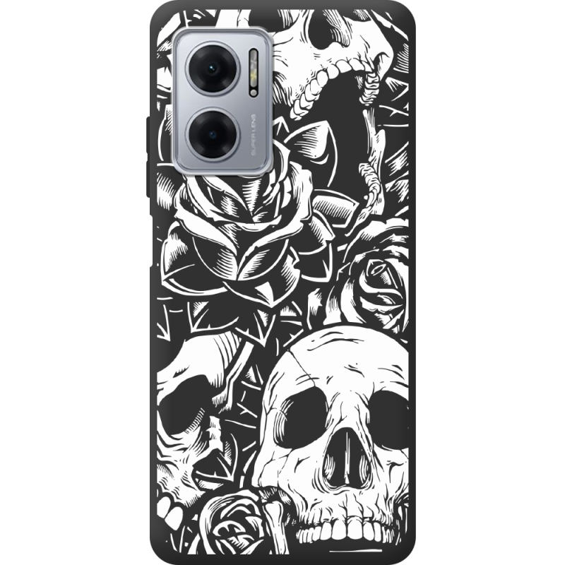 Черный чехол BoxFace Xiaomi Redmi Note 11E Skull and Roses