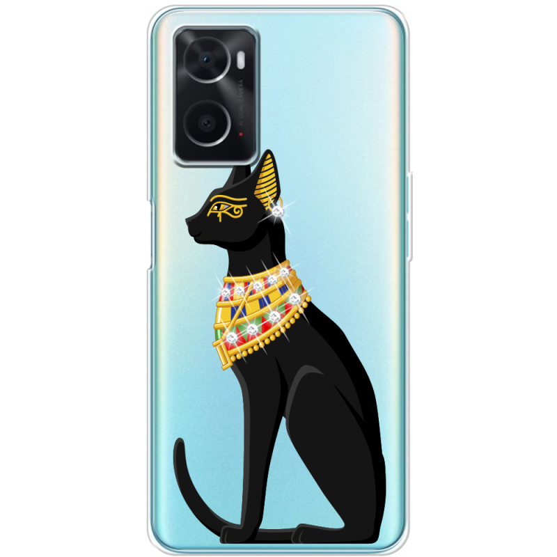 Чехол со стразами OPPO A76 Egipet Cat