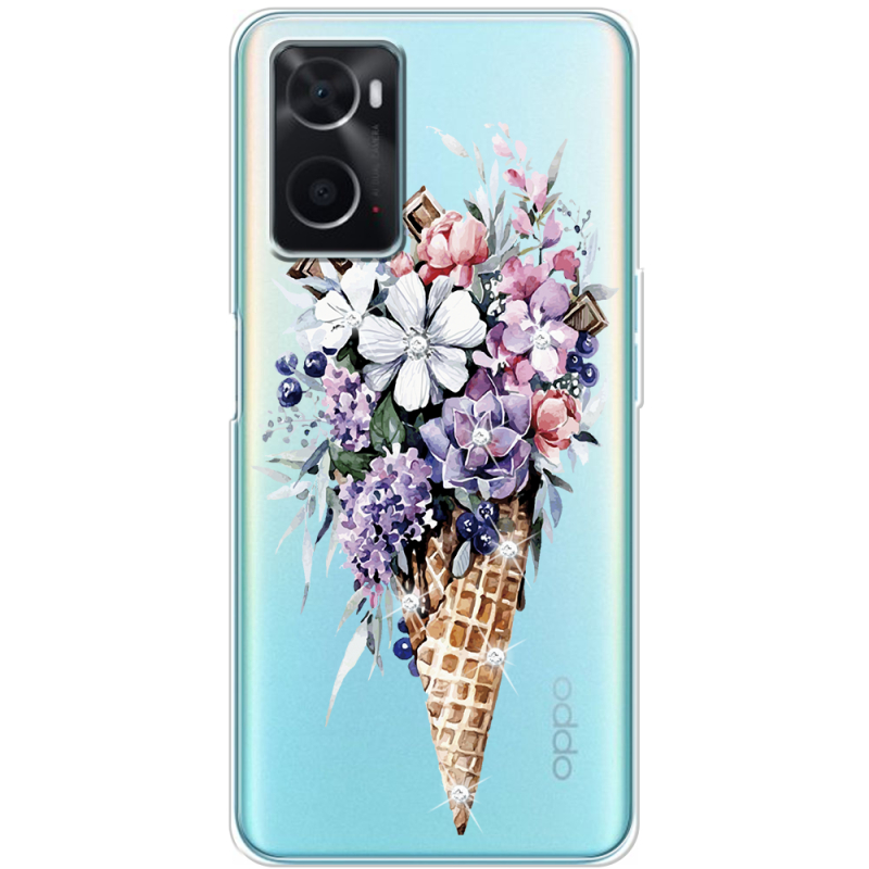 Чехол со стразами OPPO A76 Ice Cream Flowers