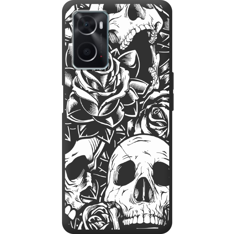 Черный чехол BoxFace OPPO A76 Skull and Roses