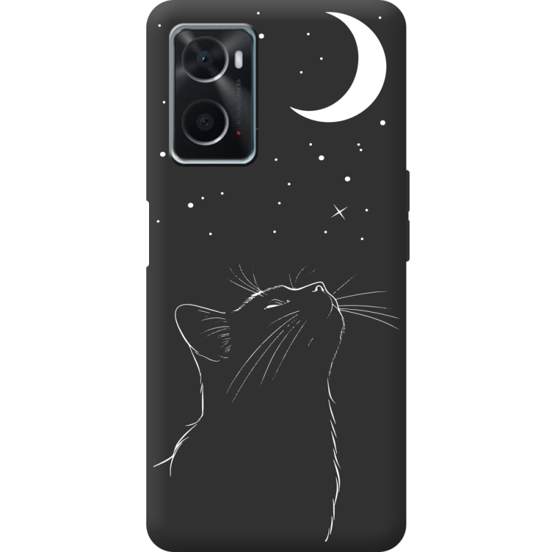 Черный чехол BoxFace OPPO A76 Місячний кіт