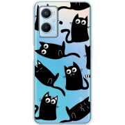 Прозрачный чехол BoxFace OPPO A96 с 3D-глазками Black Kitty