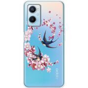 Чехол со стразами OPPO A96 Swallows and Bloom