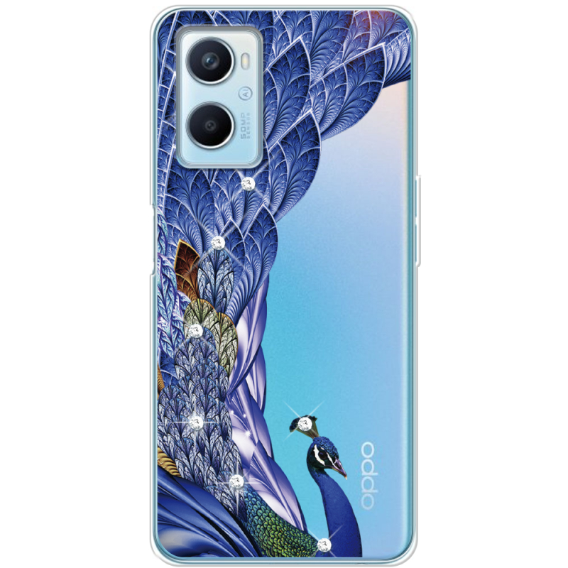 Чехол со стразами OPPO A96 Peafowl