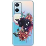Чехол со стразами OPPO A96 Cat in Flowers