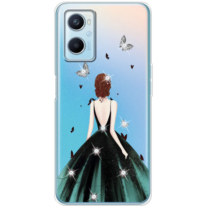 Чехол со стразами OPPO A96 Girl in the green dress