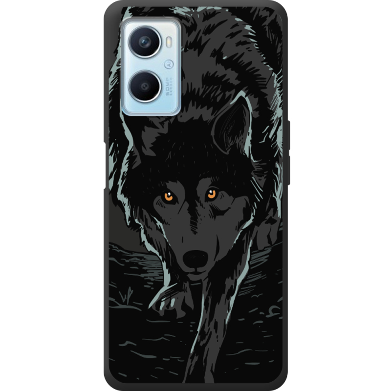 Черный чехол BoxFace OPPO A96 Wolf