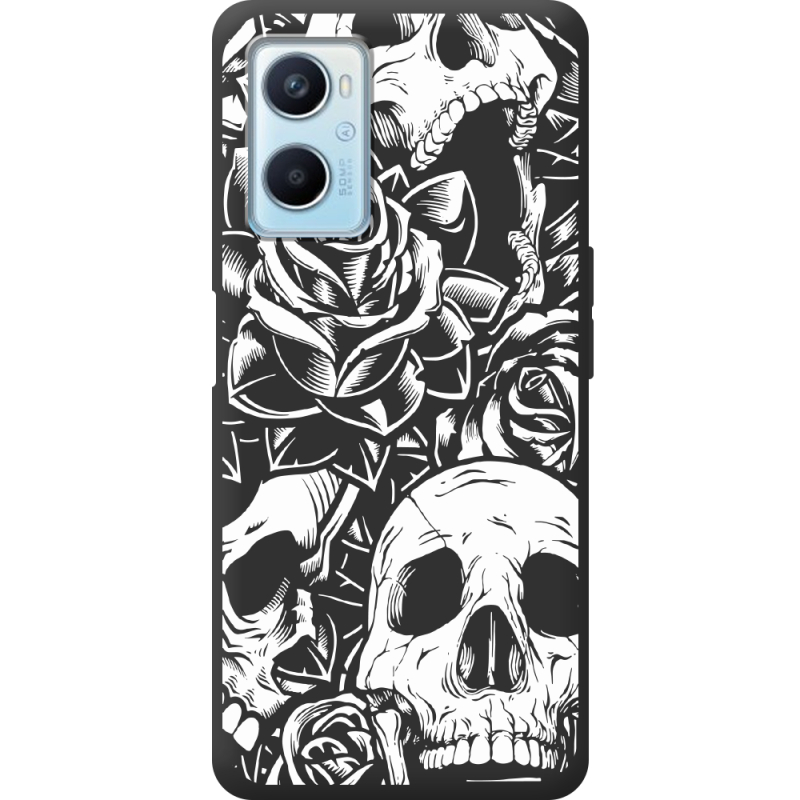 Черный чехол BoxFace OPPO A96 Skull and Roses