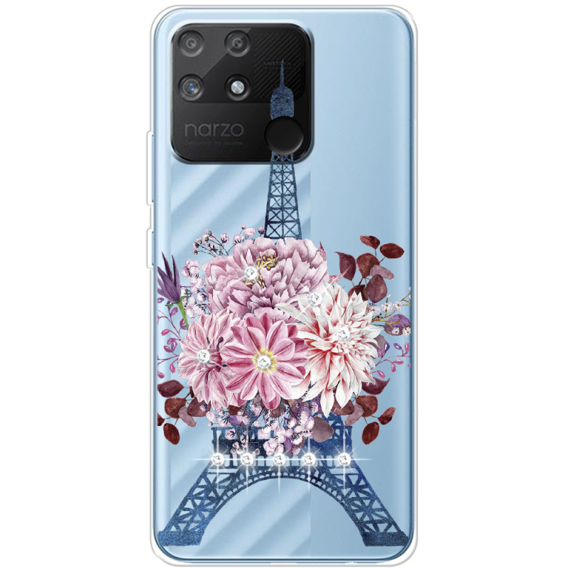 Чехол со стразами Realme Narzo 50A Eiffel Tower