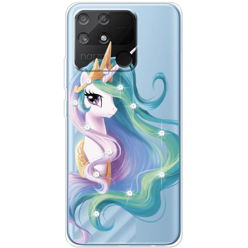 Чехол со стразами Realme Narzo 50A Unicorn Queen