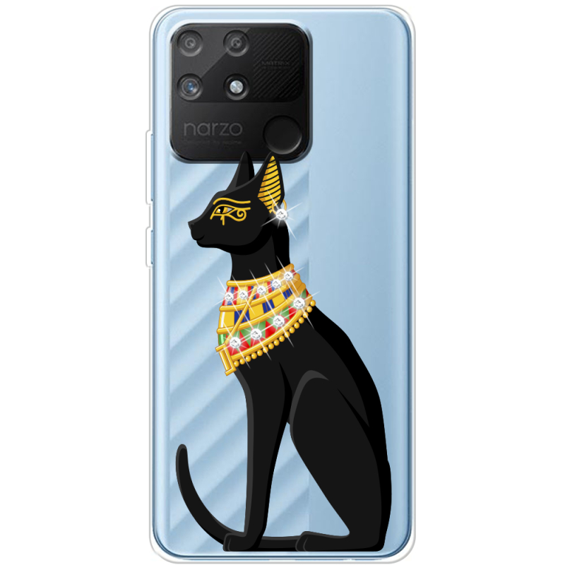 Чехол со стразами Realme Narzo 50A Egipet Cat