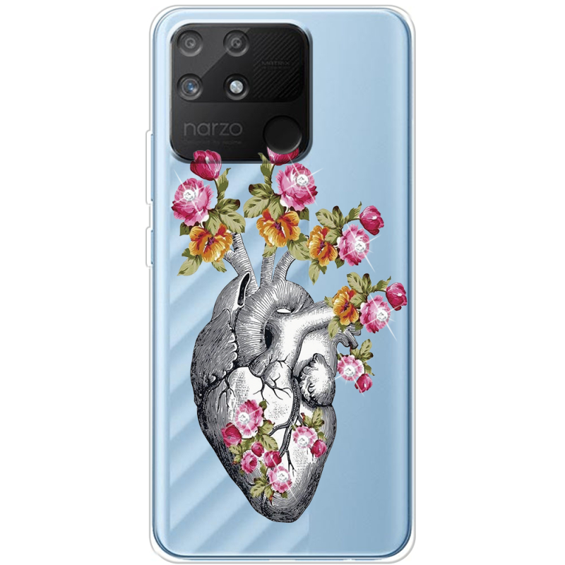 Чехол со стразами Realme Narzo 50A Heart