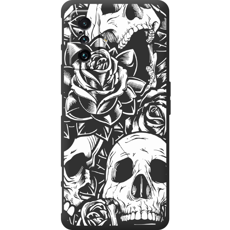 Черный чехол BoxFace Poco F4 GT Skull and Roses