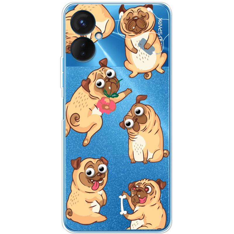 Прозрачный чехол BoxFace Tecno Spark 9 Pro с 3D-глазками Pug