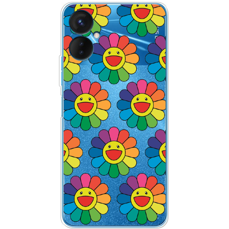 Прозрачный чехол BoxFace Tecno Spark 9 Pro Hippie Flowers