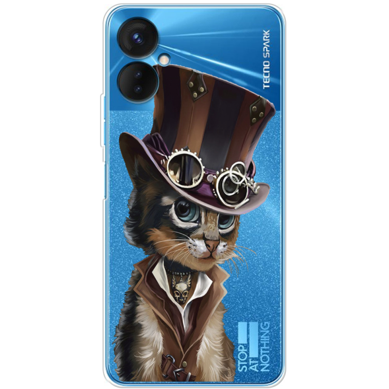 Прозрачный чехол BoxFace Tecno Spark 9 Pro Steampunk Cat