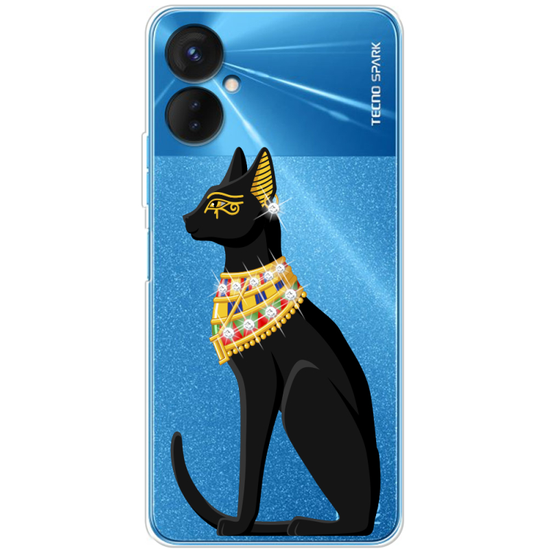 Чехол со стразами BoxFace Tecno Spark 9 Pro Egipet Cat