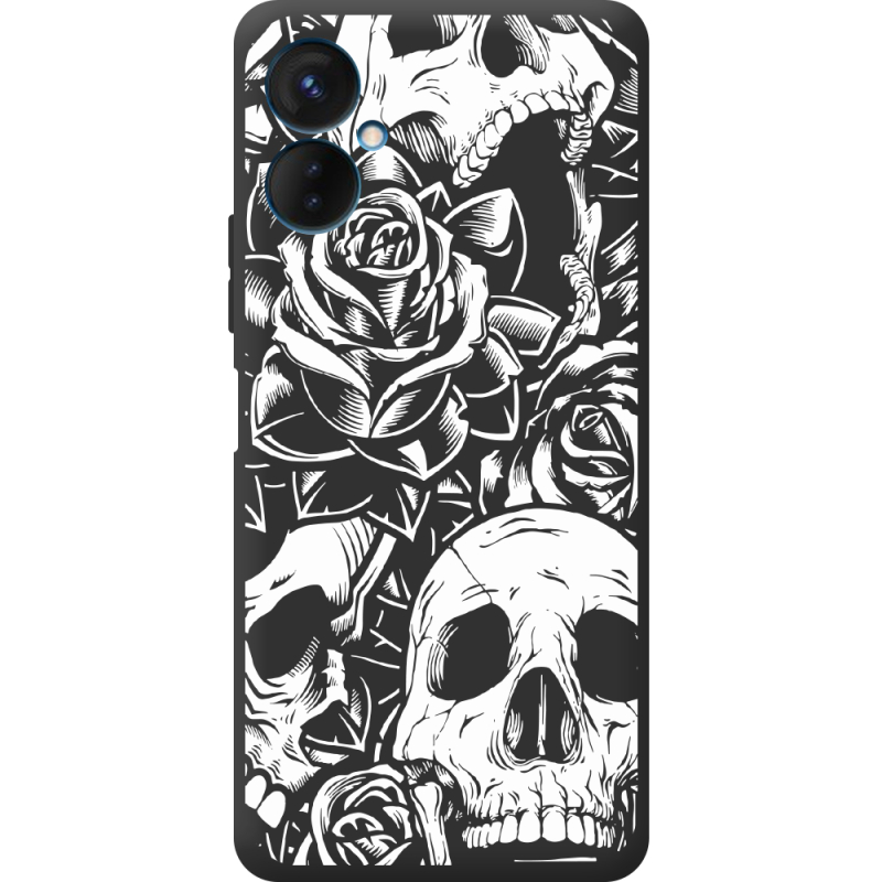 Черный чехол BoxFace Tecno Spark 9 Pro Skull and Roses