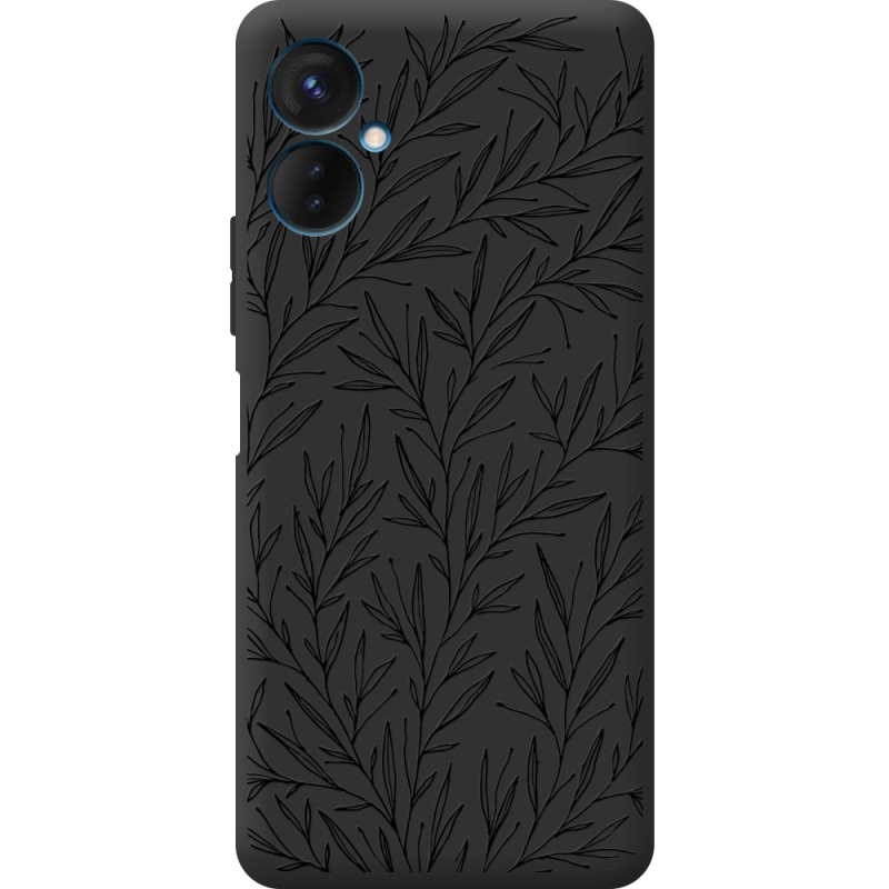 Черный чехол BoxFace Tecno Spark 9 Pro Leaves