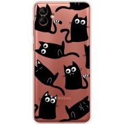 Прозрачный чехол BoxFace Samsung Galaxy A04 (A045) с 3D-глазками Black Kitty