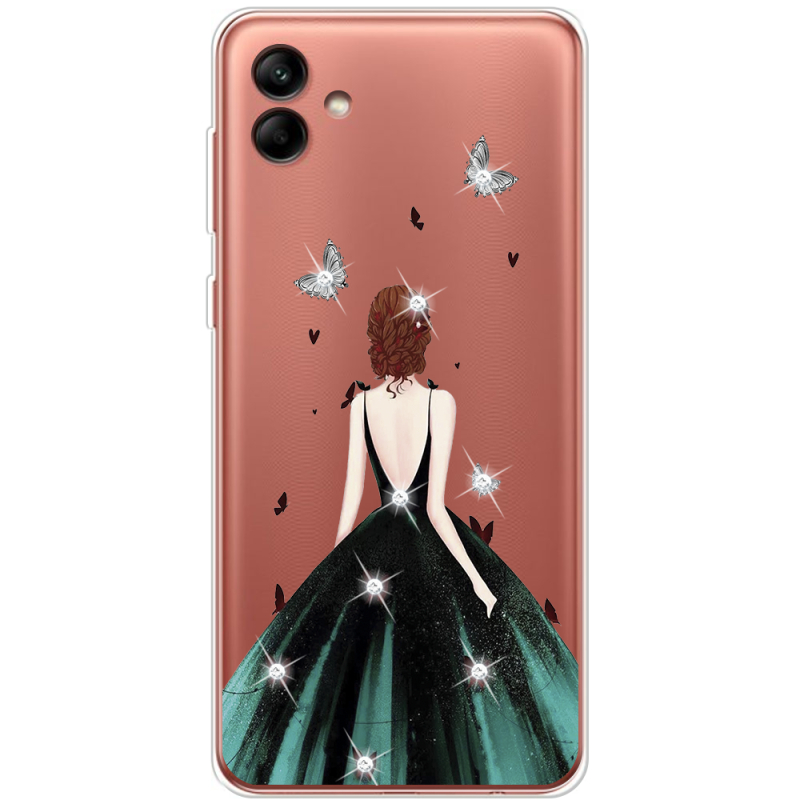 Чехол со стразами Samsung Galaxy A04 (A045) Girl in the green dress