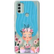 Прозрачный чехол BoxFace Nokia C31 Blue Hair