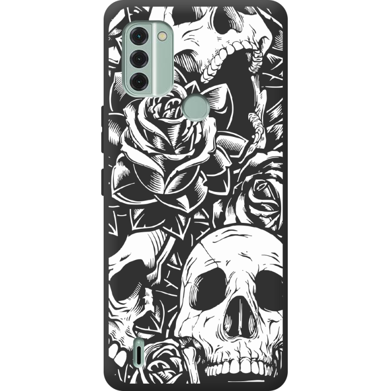 Черный чехол BoxFace Nokia C31 Skull and Roses