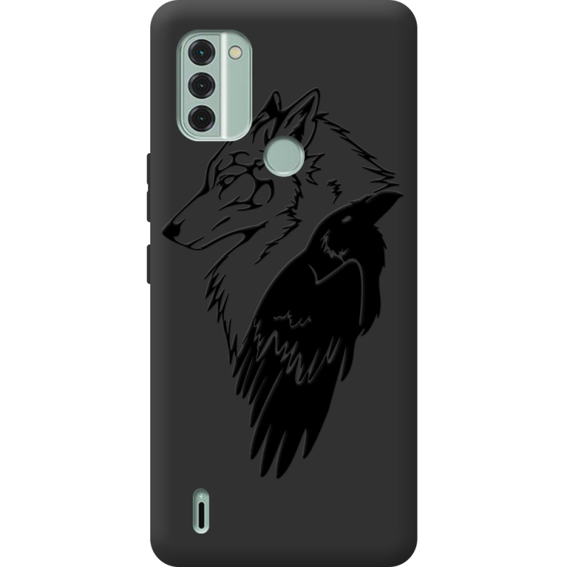 Черный чехол BoxFace Nokia C31 Wolf and Raven