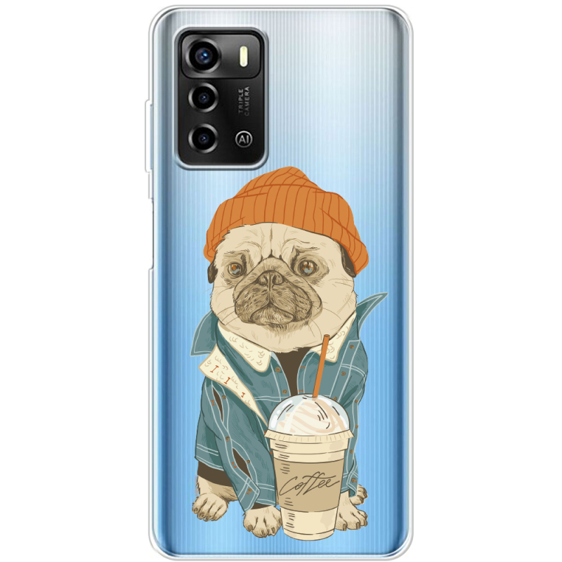 Прозрачный чехол BoxFace ZTE Blade A72 Dog Coffeeman