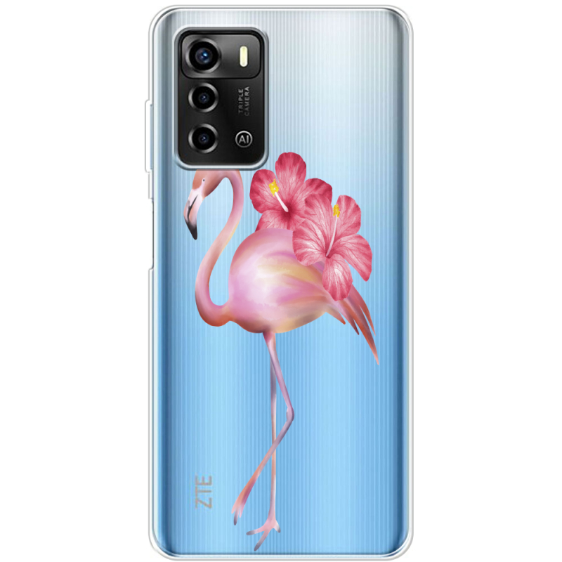 Прозрачный чехол BoxFace ZTE Blade A72 Floral Flamingo