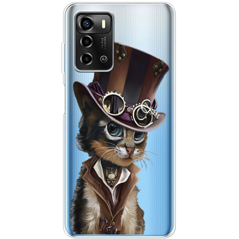 Прозрачный чехол BoxFace ZTE Blade A72 Steampunk Cat