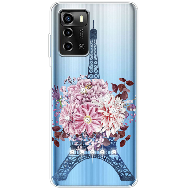 Чехол со стразами ZTE Blade A72 Eiffel Tower