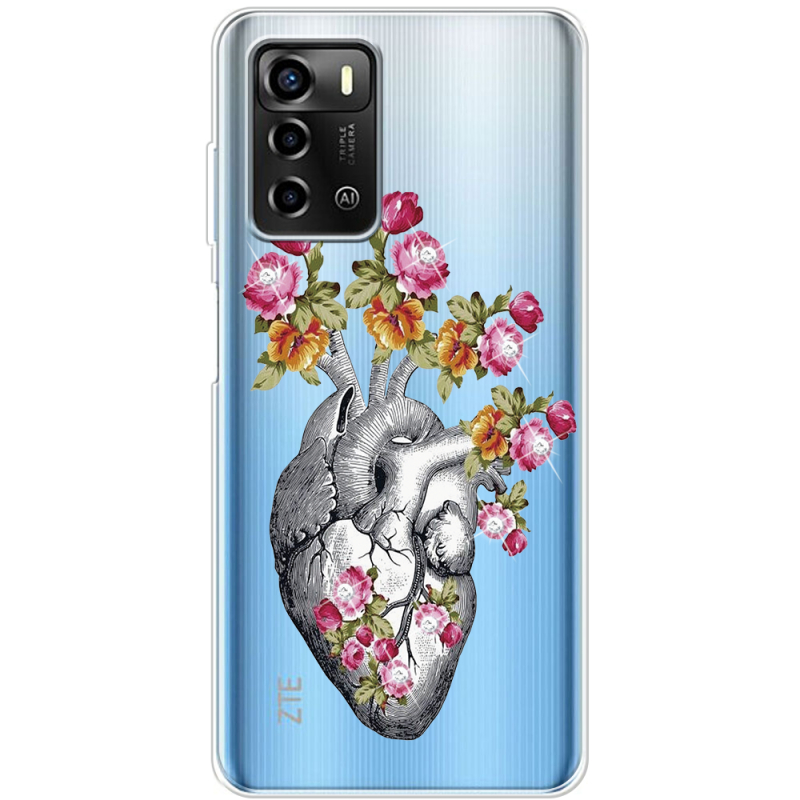 Чехол со стразами ZTE Blade A72 Heart