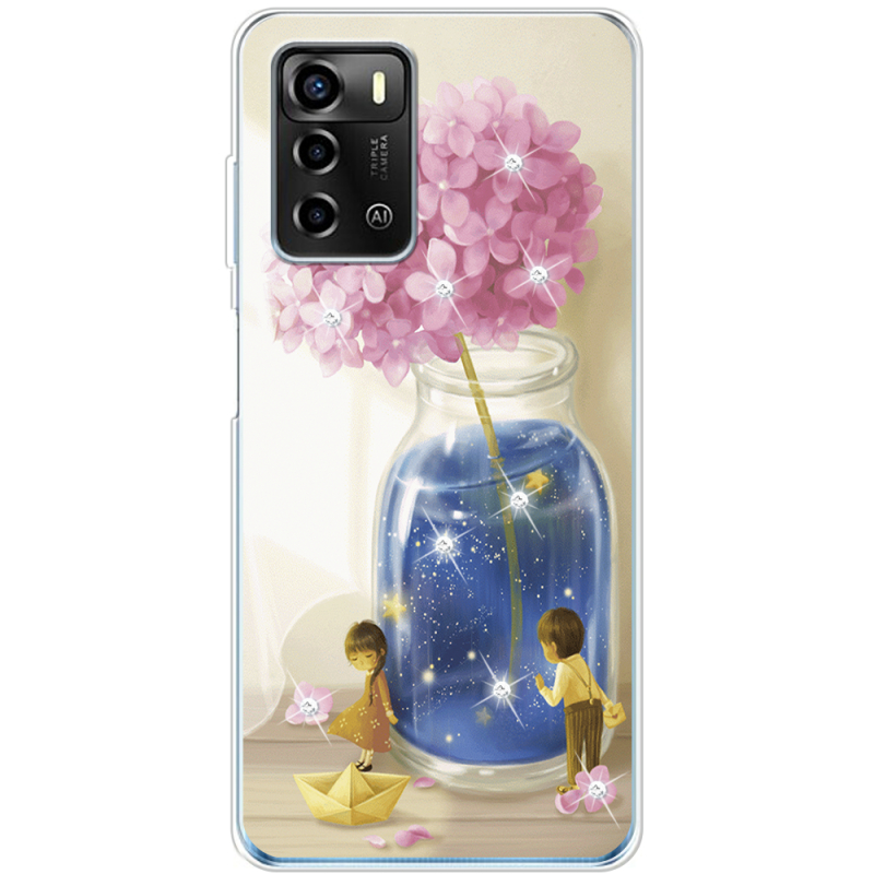 Чехол со стразами ZTE Blade A72 Little Boy and Girl