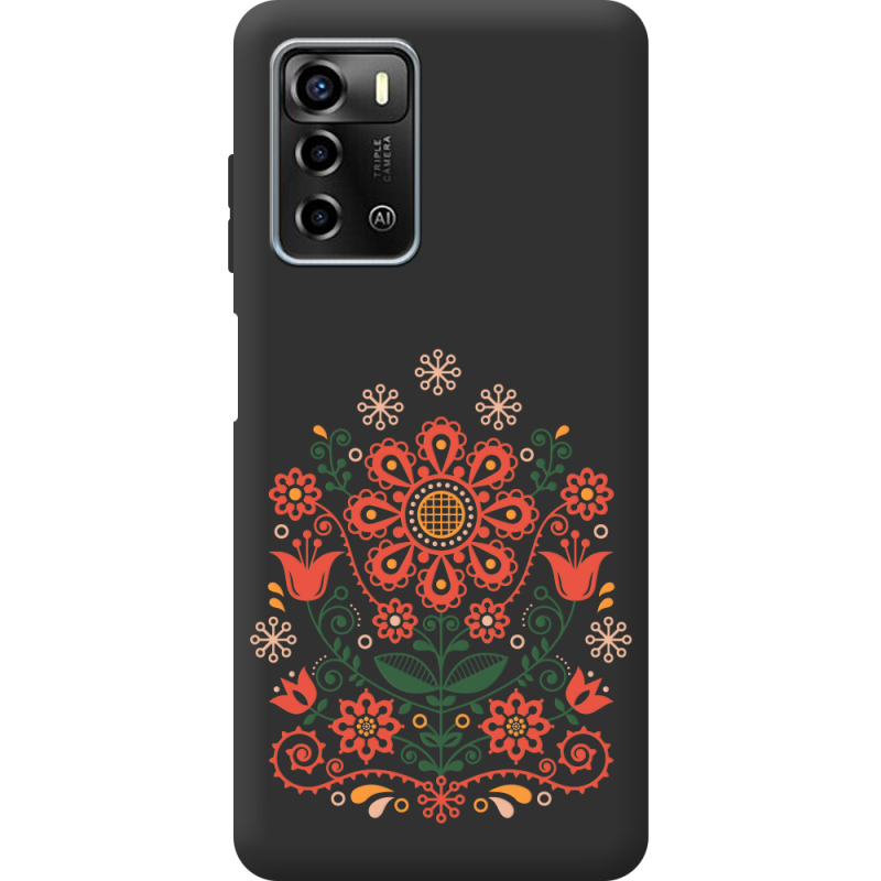 Черный чехол BoxFace ZTE Blade A72 Ukrainian Ornament