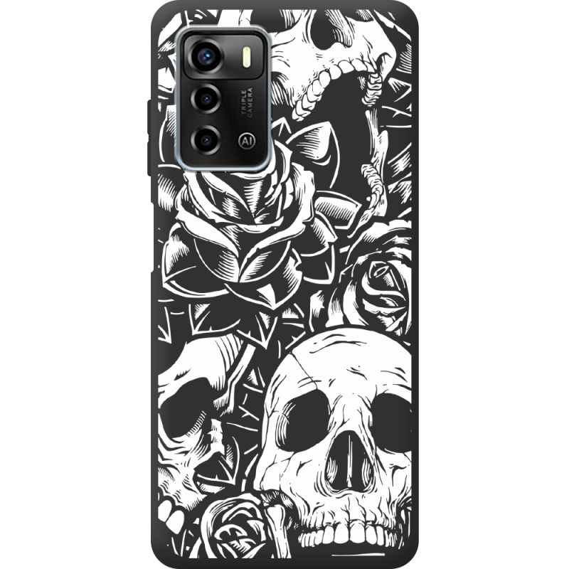 Черный чехол BoxFace ZTE Blade A72 Skull and Roses